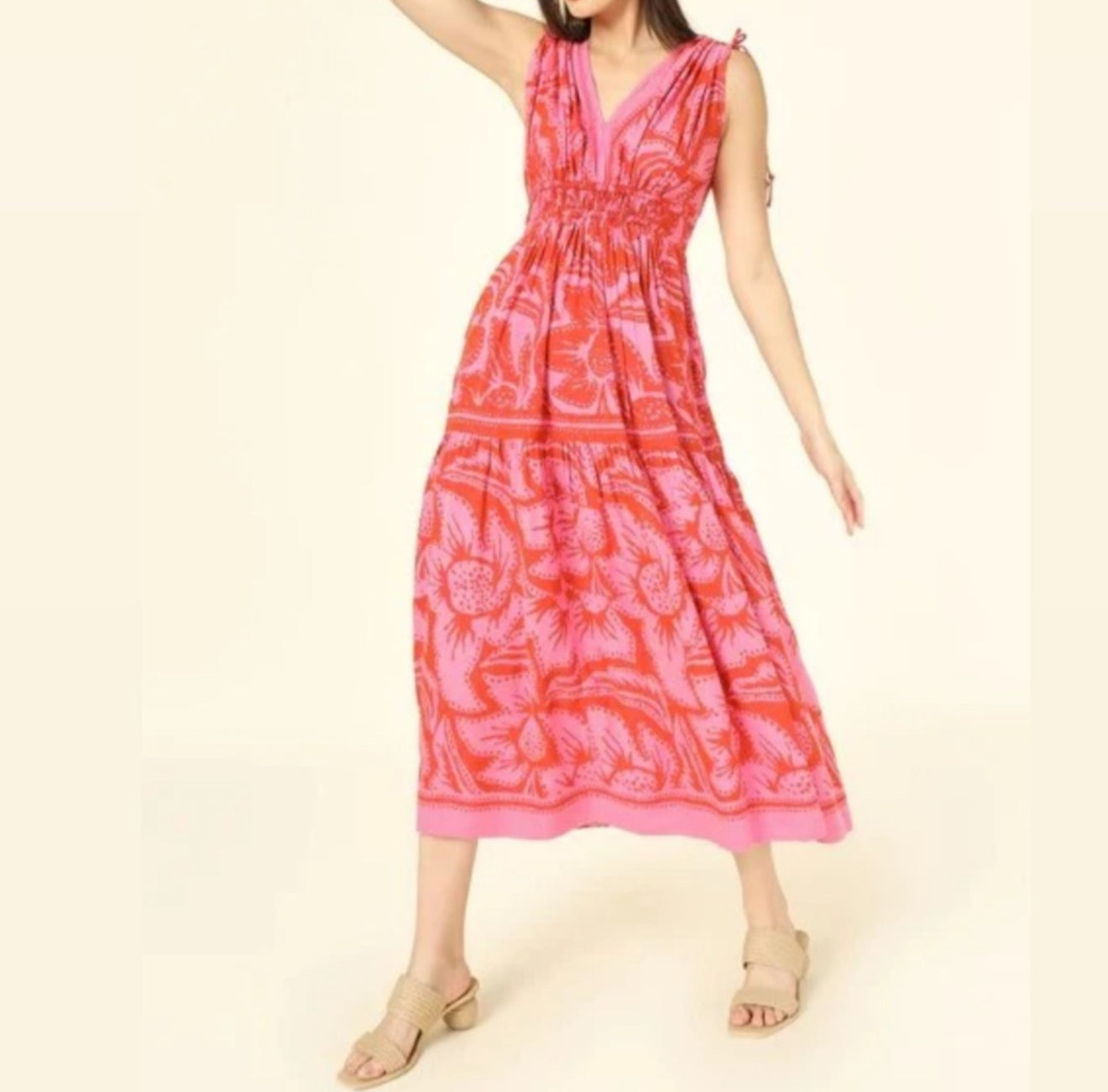 Omika Rosalita Midi Dress - Cierra Grapefruit