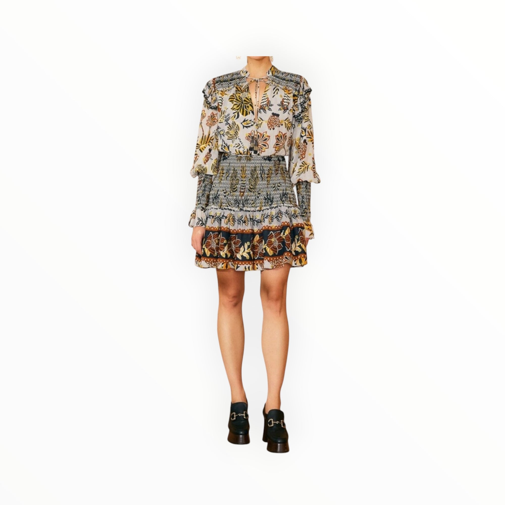 Farm Rio Floral Tapestry Mini Dress - Silver