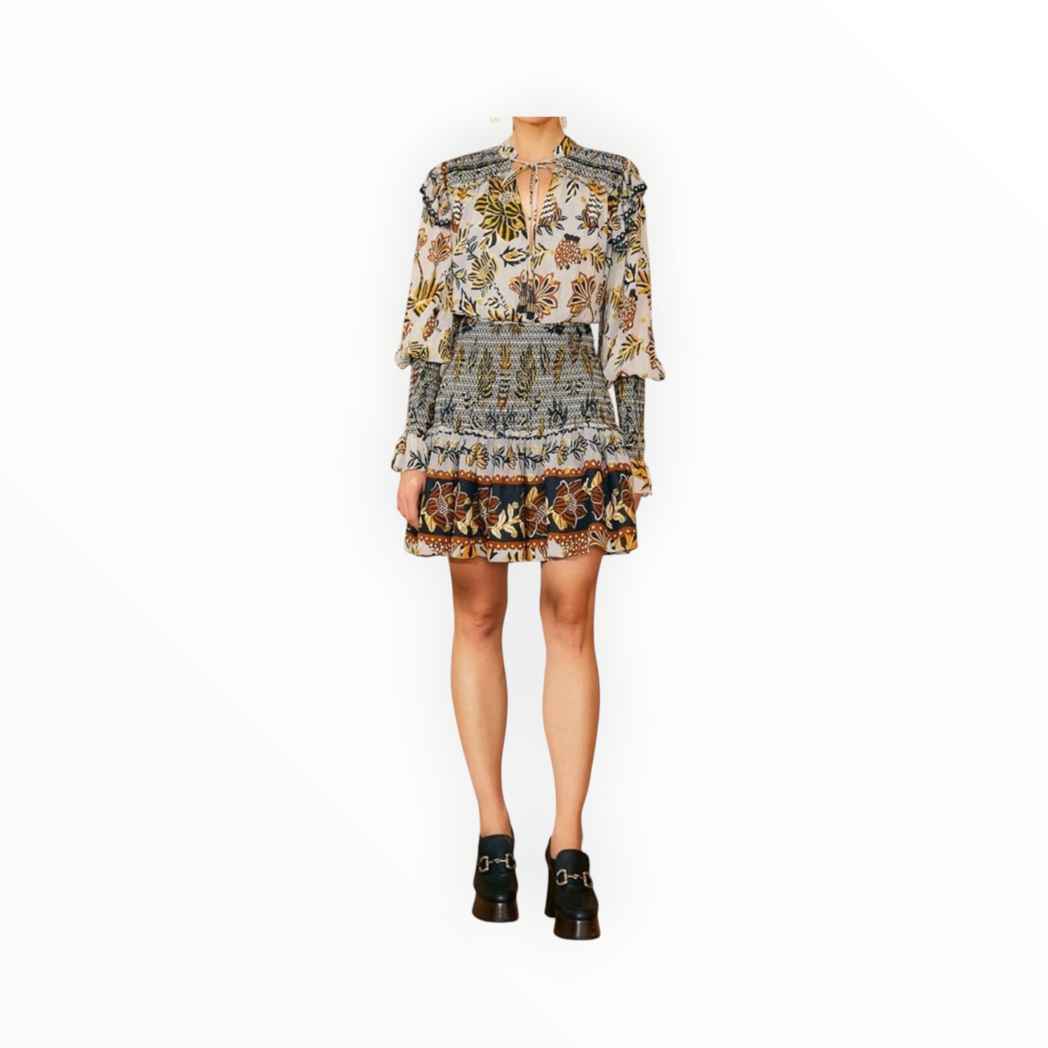 Farm Rio Floral Tapestry Mini Dress - Silver