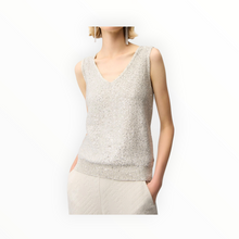 Joseph Ribkoff Sequins Yarn V-Neck Camisole Style 261914 - Moonstone