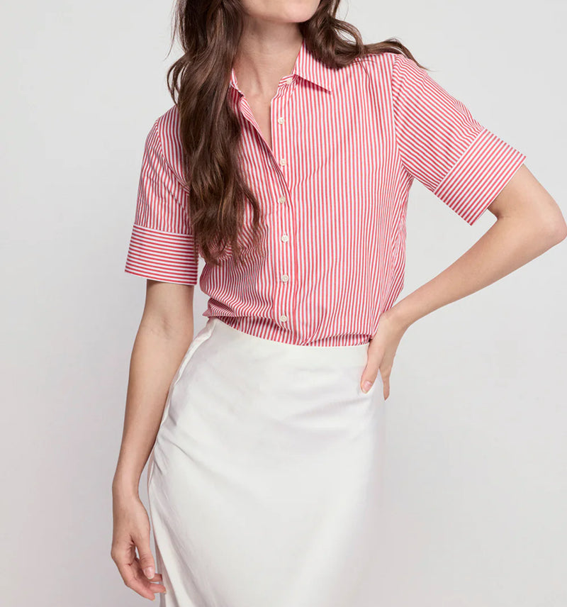 The Shirt by Rochelle Behrens The Short Sleeve Shirt - Red/White Stripe