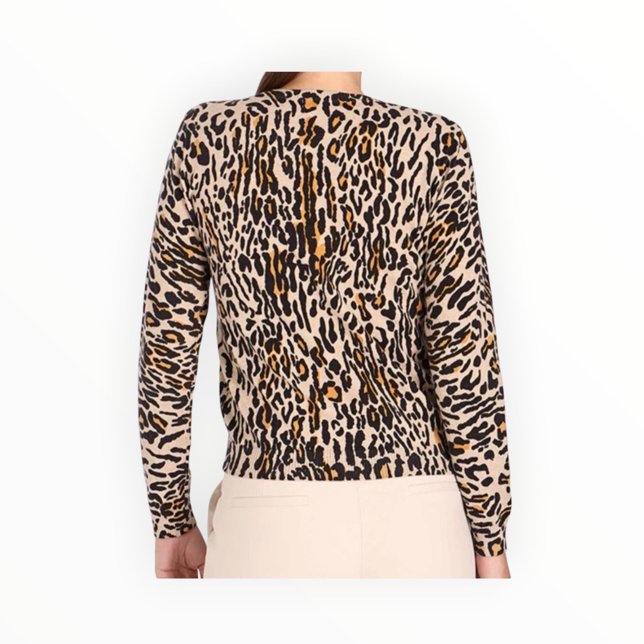 Minnie Rose Cotton Cashmere Leopard Print Crew
