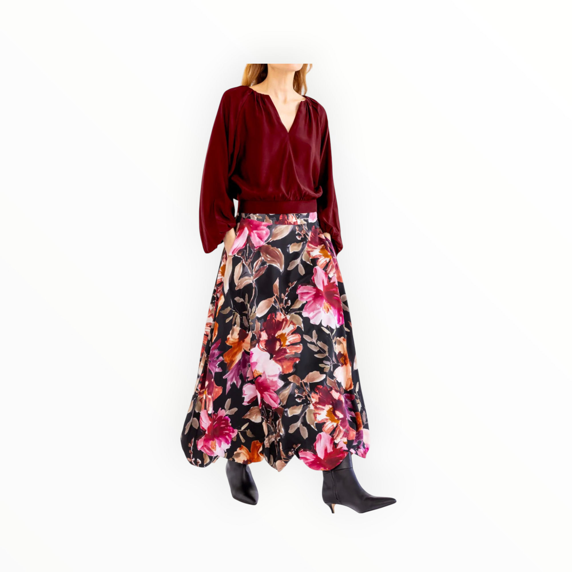go> BY GOSILK Go Bubbled Up Top - Burgundy