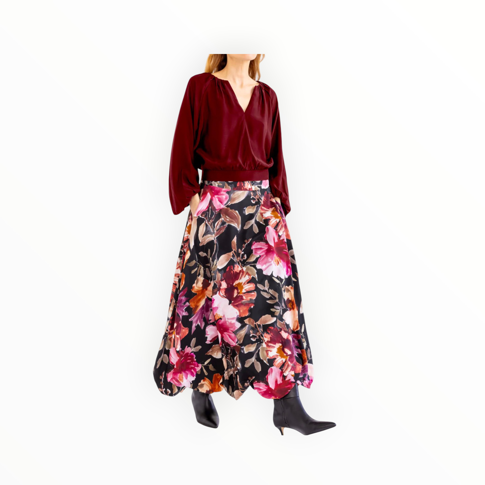 go> BY GOSILK Go Bubbled Up Top - Burgundy