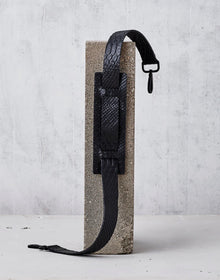 Ampersand as Apostrophe Leather Shoulder Strap - Black Python