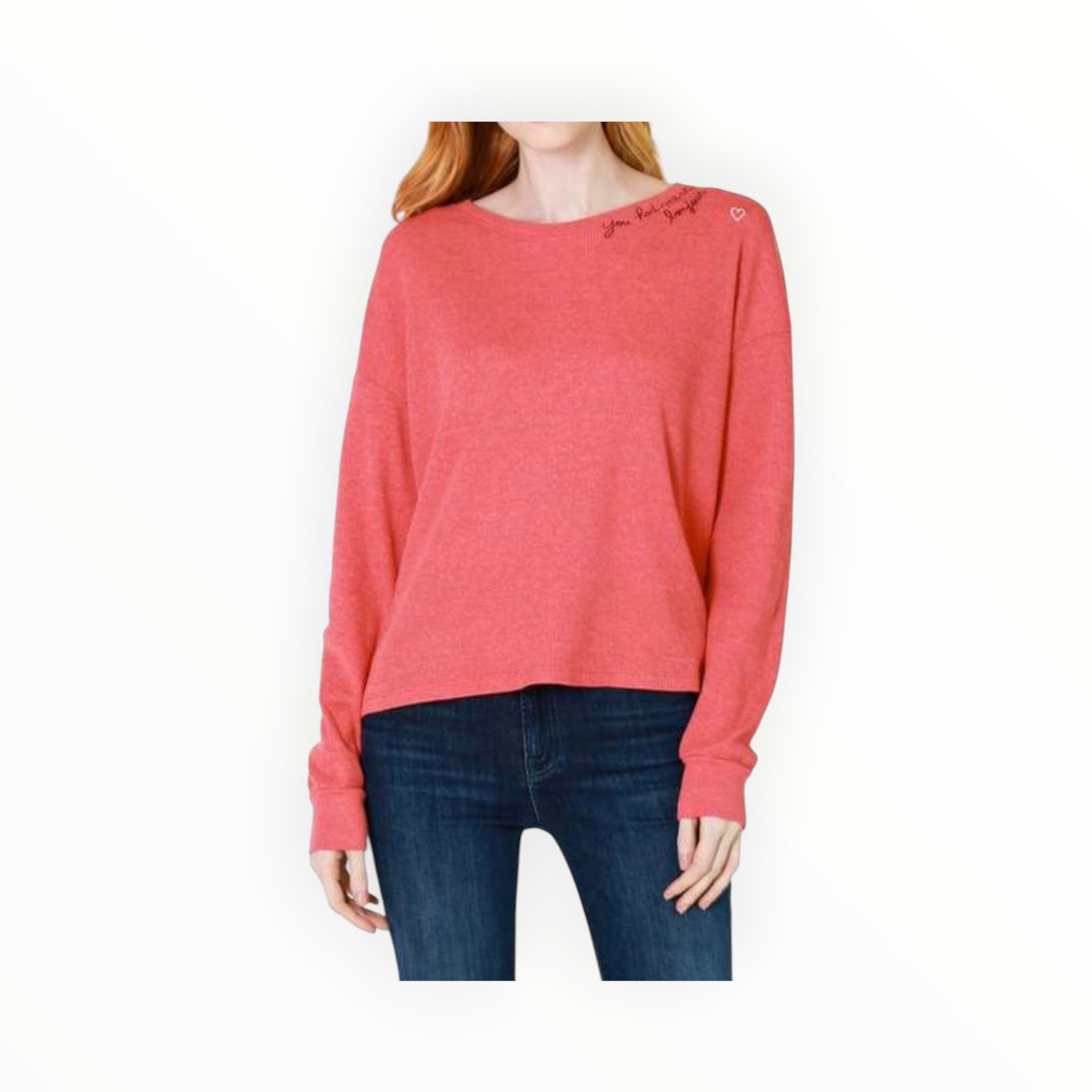 Sundry You Had Me At Bonjour Thermal Crew - Coral