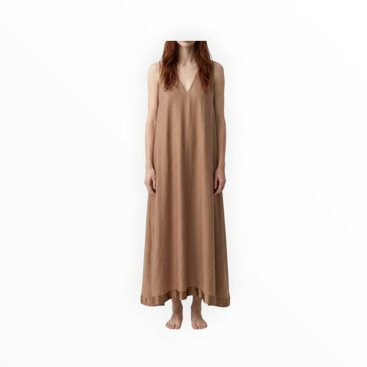 B-YU Abito Satin Maxi Dress - Nocciola