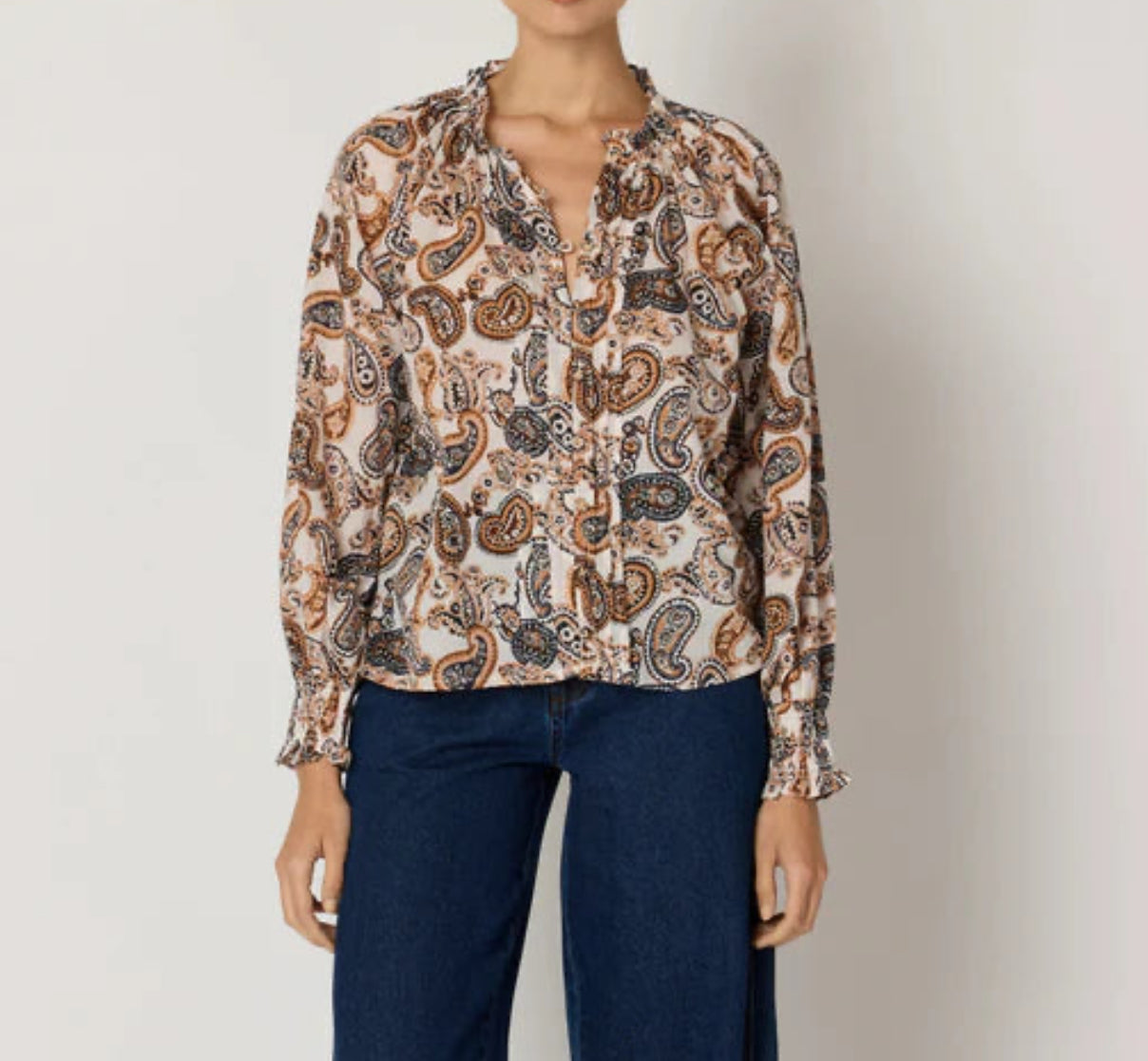 Cleobella Ivy Blouse - Paisley Nutmeg Ivory