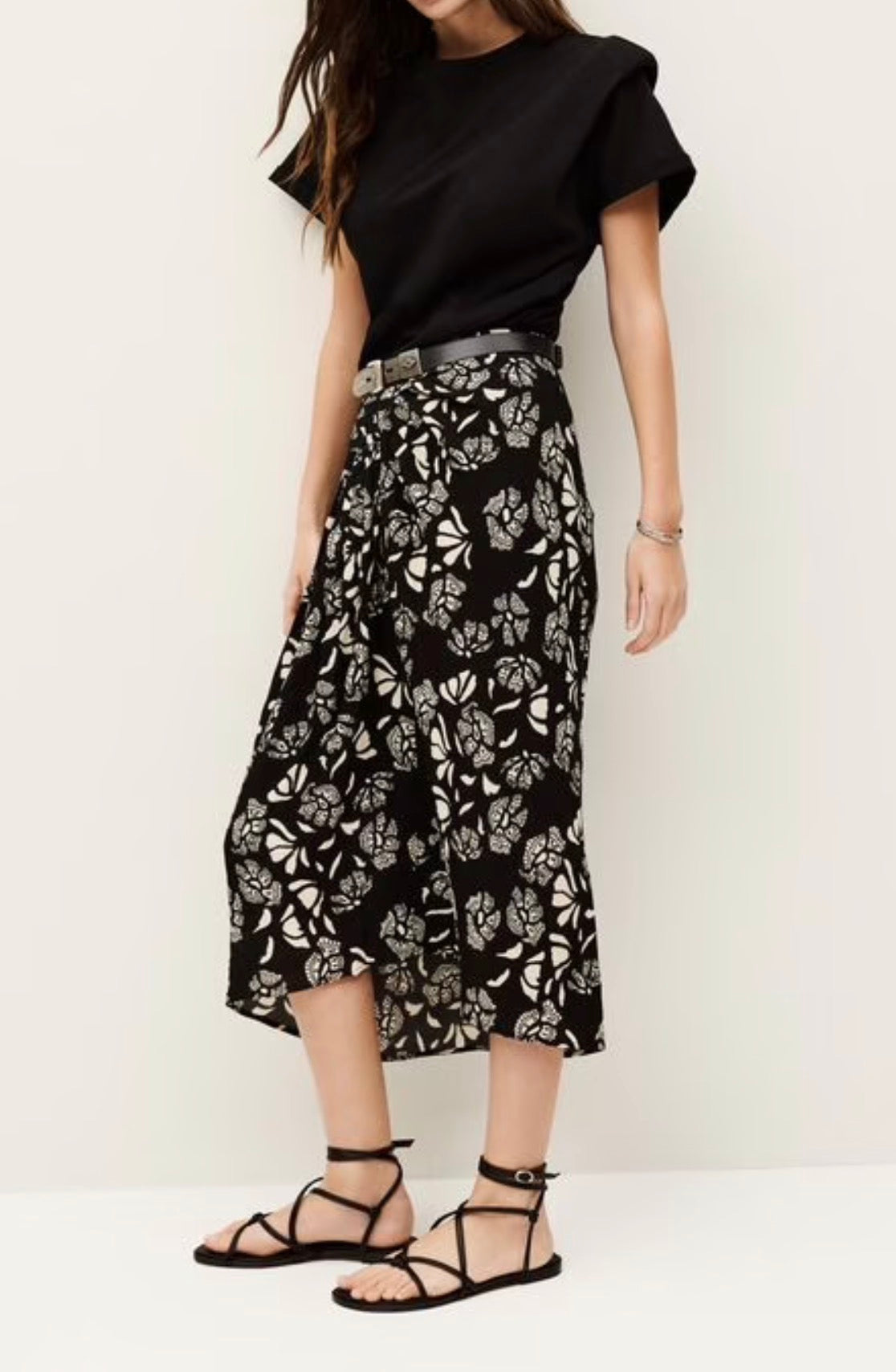 ba&sh Annie Flowing Midi Skirt - Black