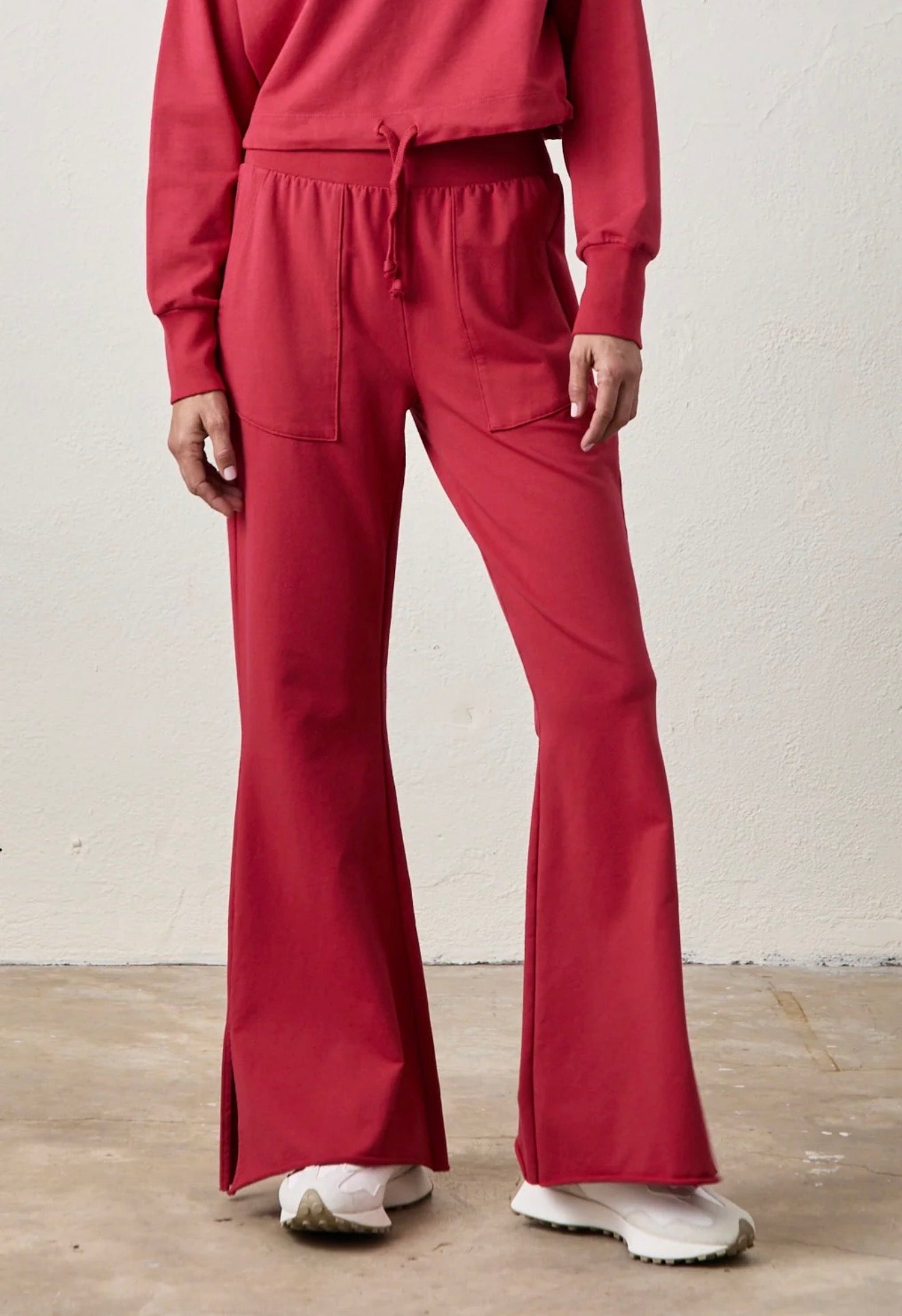 NSF Rusty HW Slit Side Flair Sweat Pants - Crimson