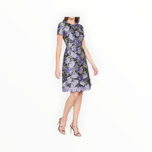 THEIA Serenza Jacquard Dress - Iris Bloom/Navy