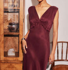 Fifteen Twenty Cierra Ruffle Detail Midi Dress - Wine