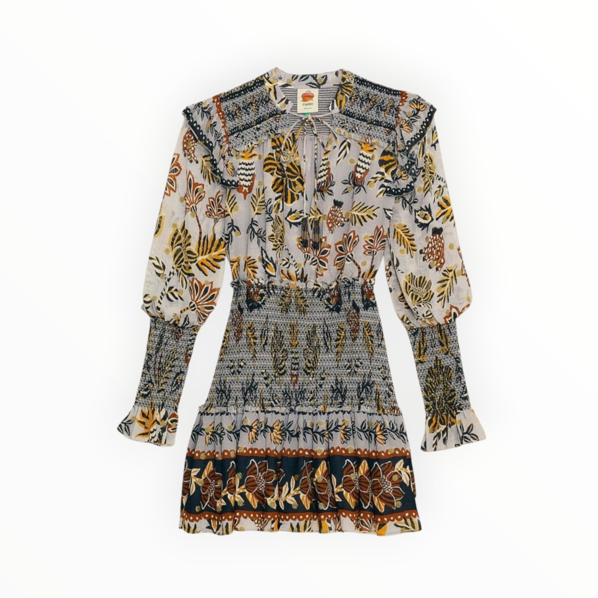 Farm Rio Floral Tapestry Mini Dress - Silver