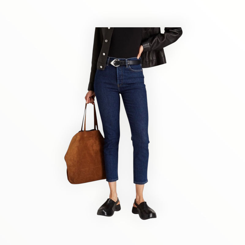 Re/Done The 90s High Rise Ankle Crop - Dark Rinse