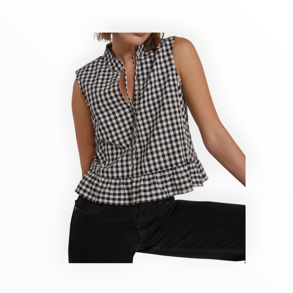 Nation Ltd Dana Tank - Black Cream Gingham