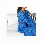 Sail To Sable Blue Ikat Smocked Waist Midi Dress with Tassels