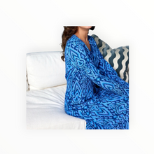 Sail To Sable Blue Ikat Smocked Waist Midi Dress with Tassels
