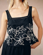 Bella Dahl Square Neck Ladder Trim Top - Black