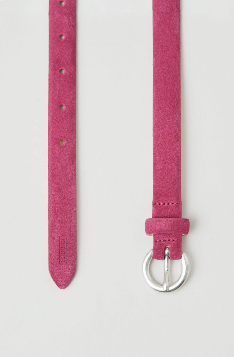 Closed Suede Belt - Raspberry Pink