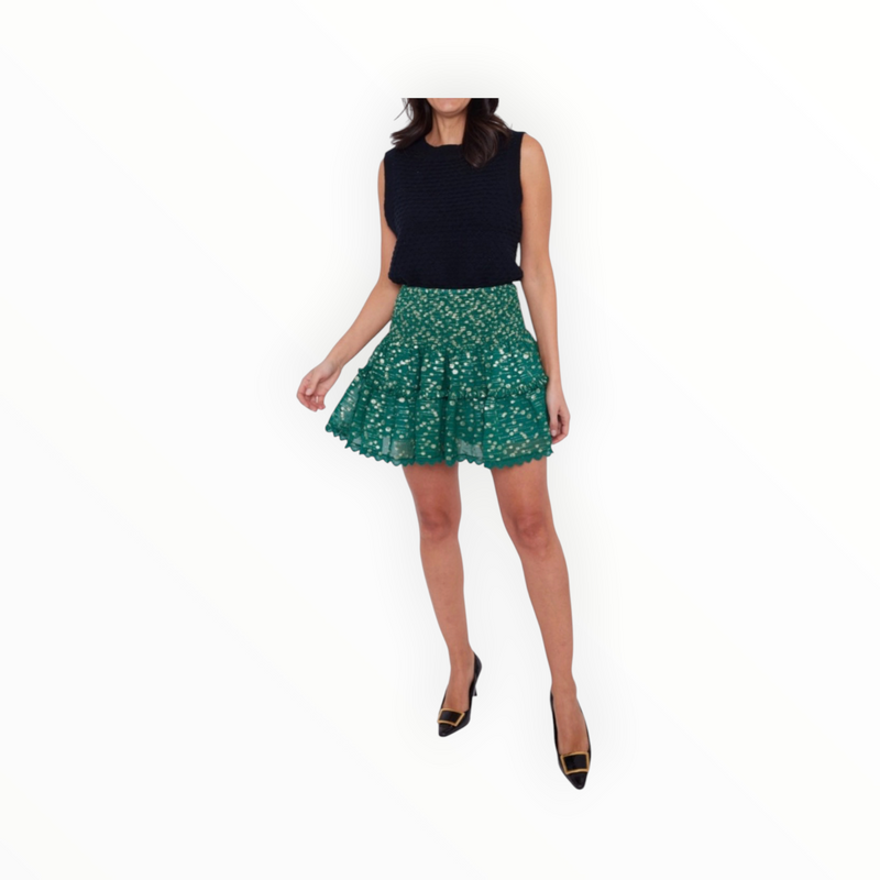 Sail To Sable Smocked Waist Mini Skirt - Hunter Green