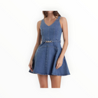 Karina Grimaldi Lola Belted Denim Mini Dress - Blue