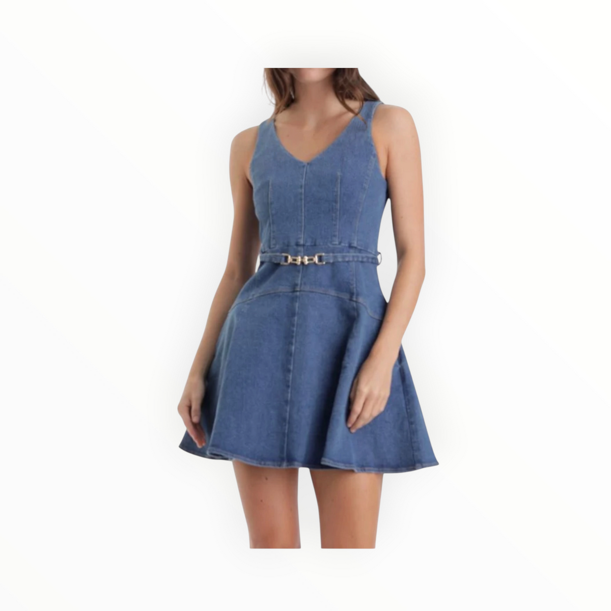 Karina Grimaldi Lola Belted Denim Mini Dress - Blue