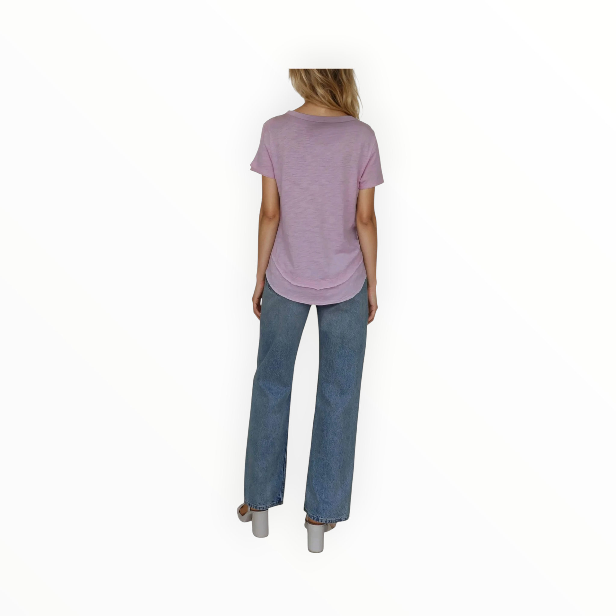 CHRLDR Embroidered Ava V-Neck Tee - Candy Pink