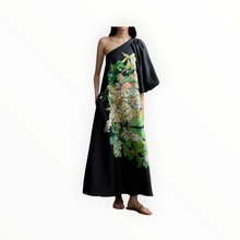 Psophía Print Silk One Shoulder Dress - Black