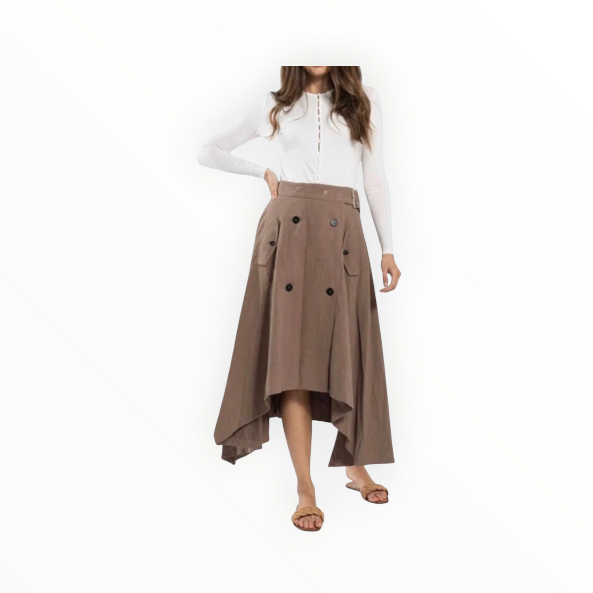 Monn Linen Trench Skirt - Mocha