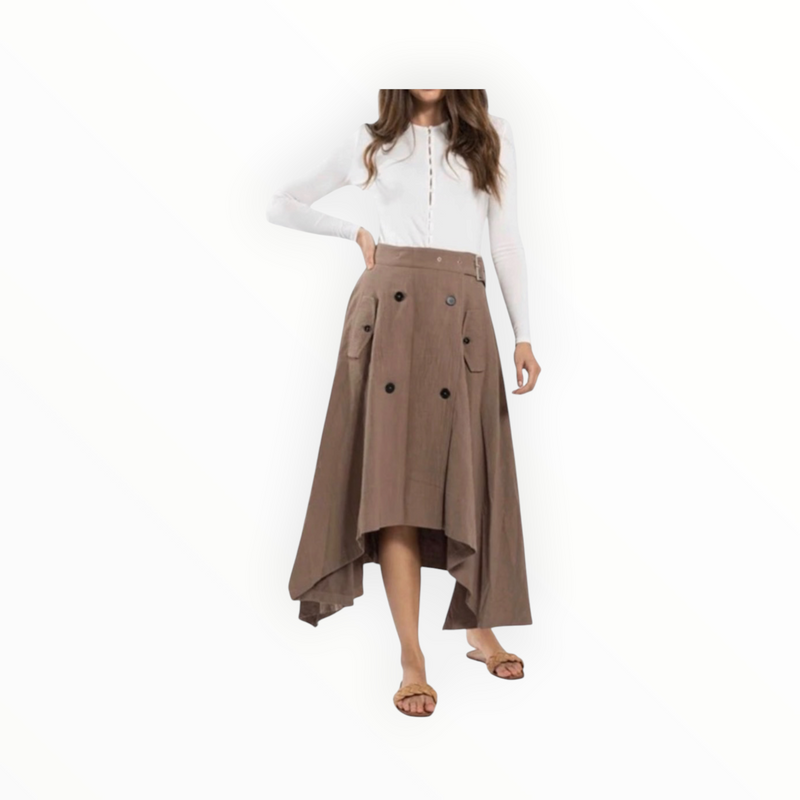 Monn Linen Trench Skirt - Mocha