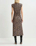 Essentiel Antwerp Brown Stretch-Jersey Midi Dress With Leopard Print