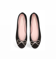 Pretty Ballerinas Nicole Suede Ballet Flats With Decorative Metal Bow - Black