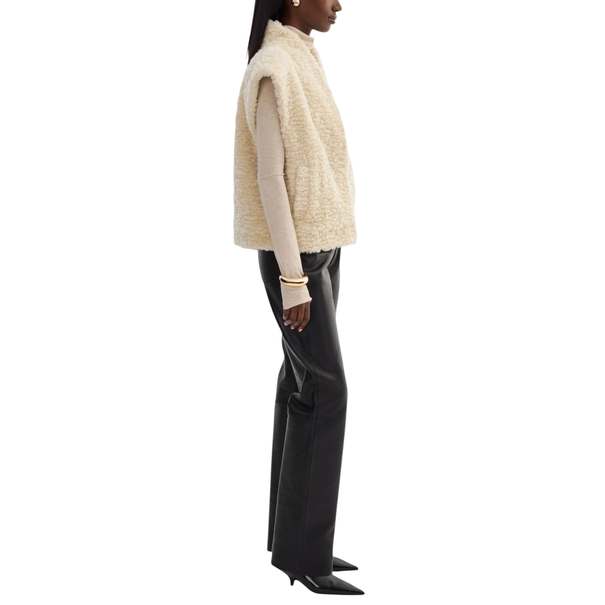 Lamarque Dua Reversible Sherpa Vest - Ecru