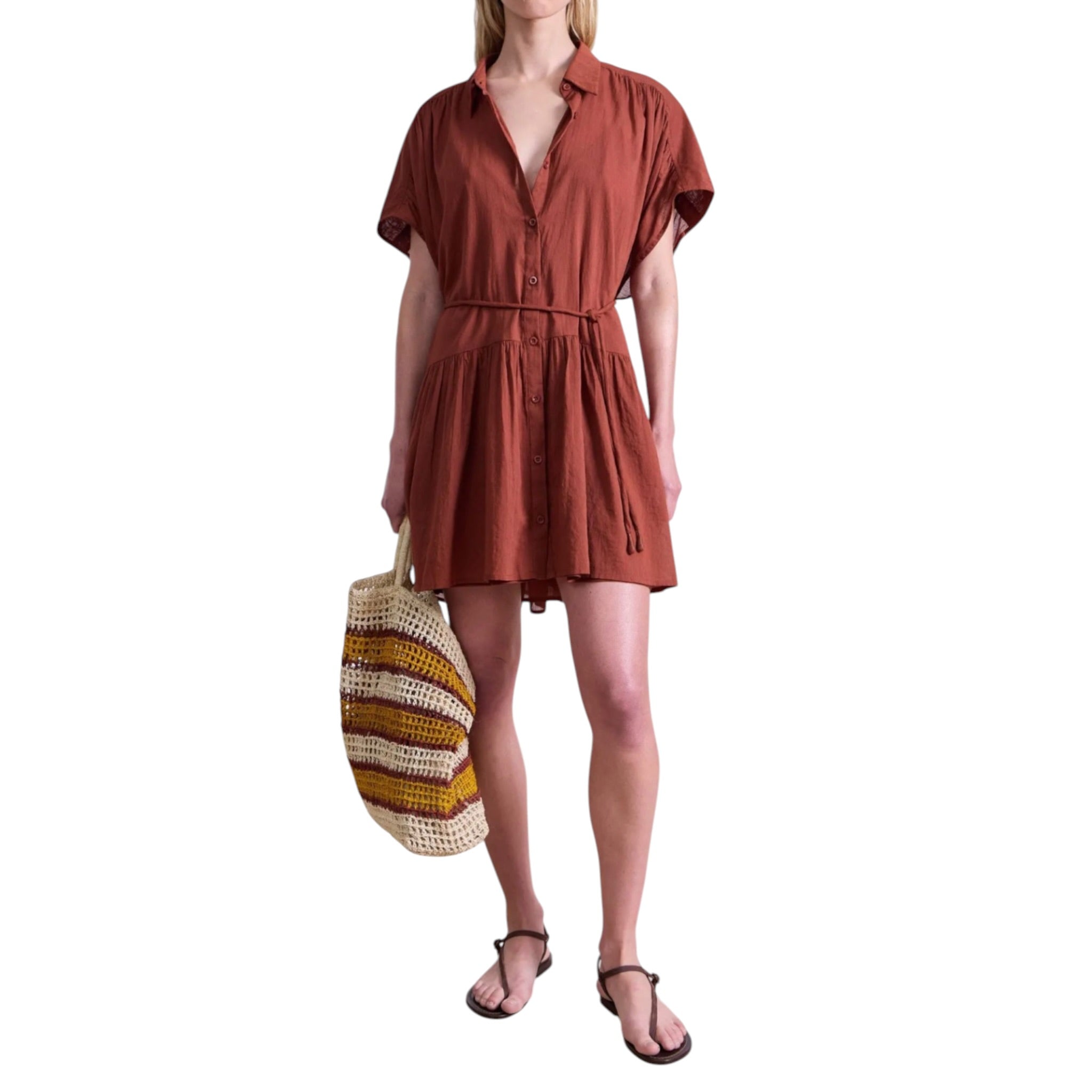 Apiece Apart Agnezca Mini Dress - Smoked Paprika
