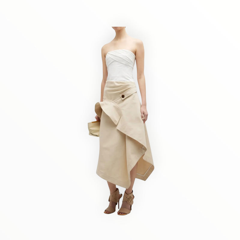 SIMKHAI Jones Menswear Remixed Draped Corset Dress - Vanilla