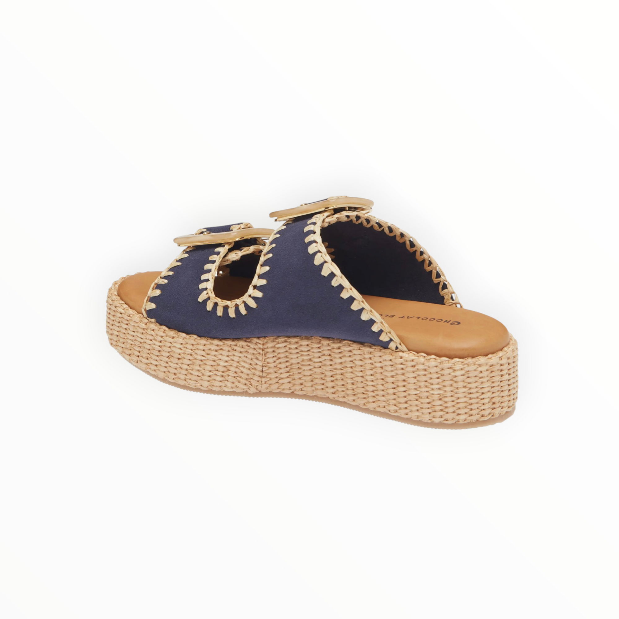 Chocolate Blu Chia Platform Slide Sandal - Navy Suede