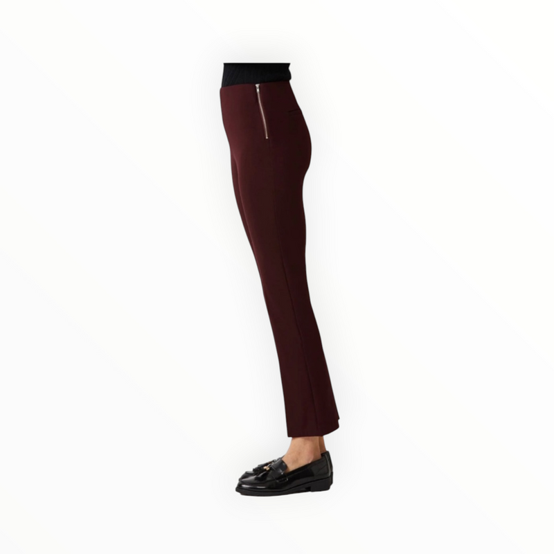 ecru Prince Cropped Flare Leg - Burgundy