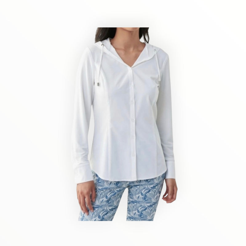Joseph Ribkoff Hooded Blouse - White