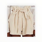 L'Agence Hillary Paperbag Linen Shorts - Sable