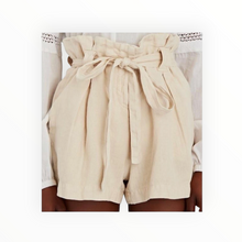 L'Agence Hillary Paperbag Linen Shorts - Sable