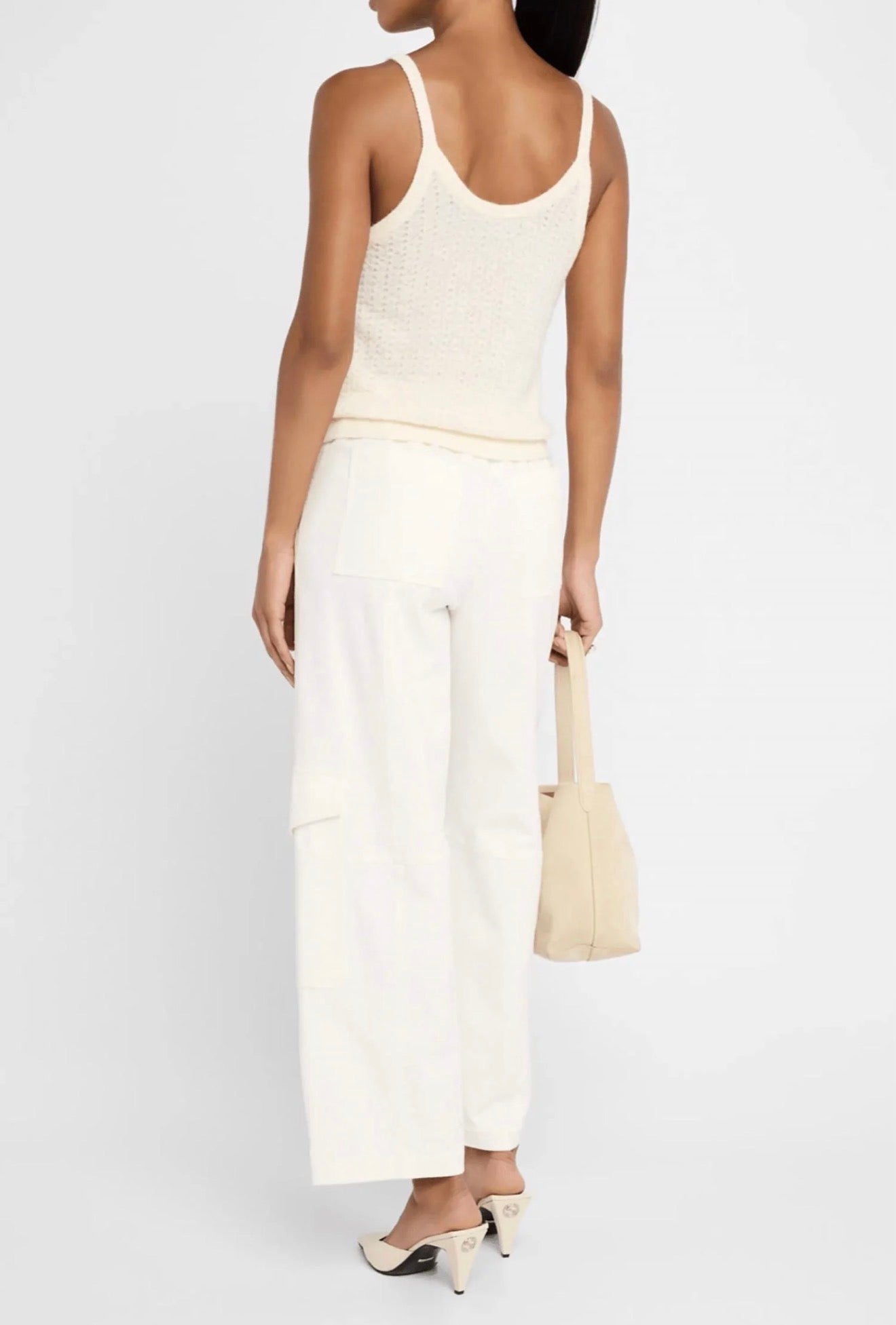 ATM Wool Blend Mixed Stitch Tank - Chalk