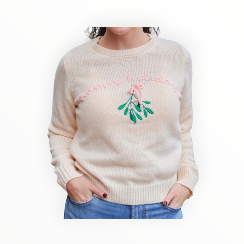 En Saison Mistletoe Holiday Sweater - Cream