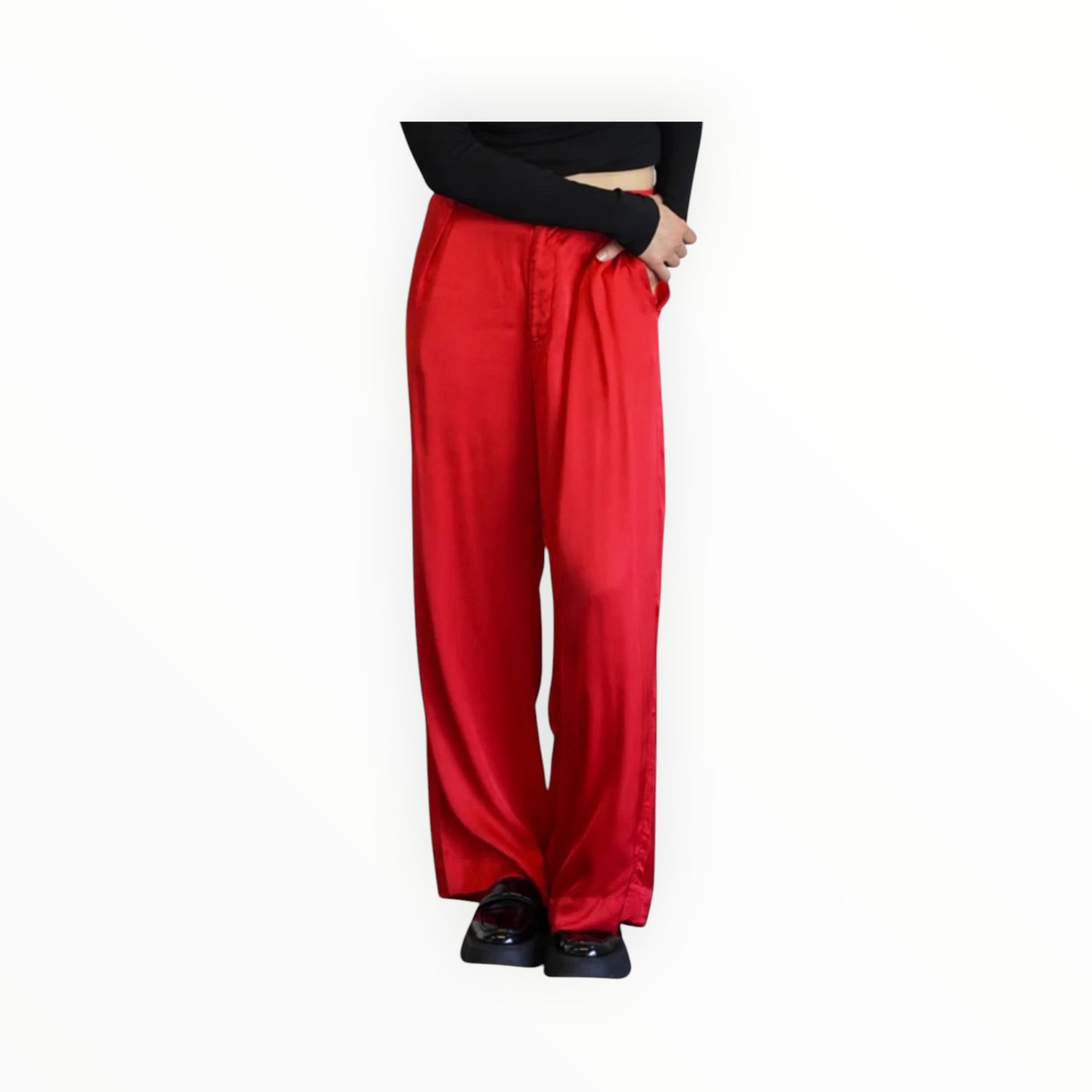 LNA Silky Wide Leg Pant - Red