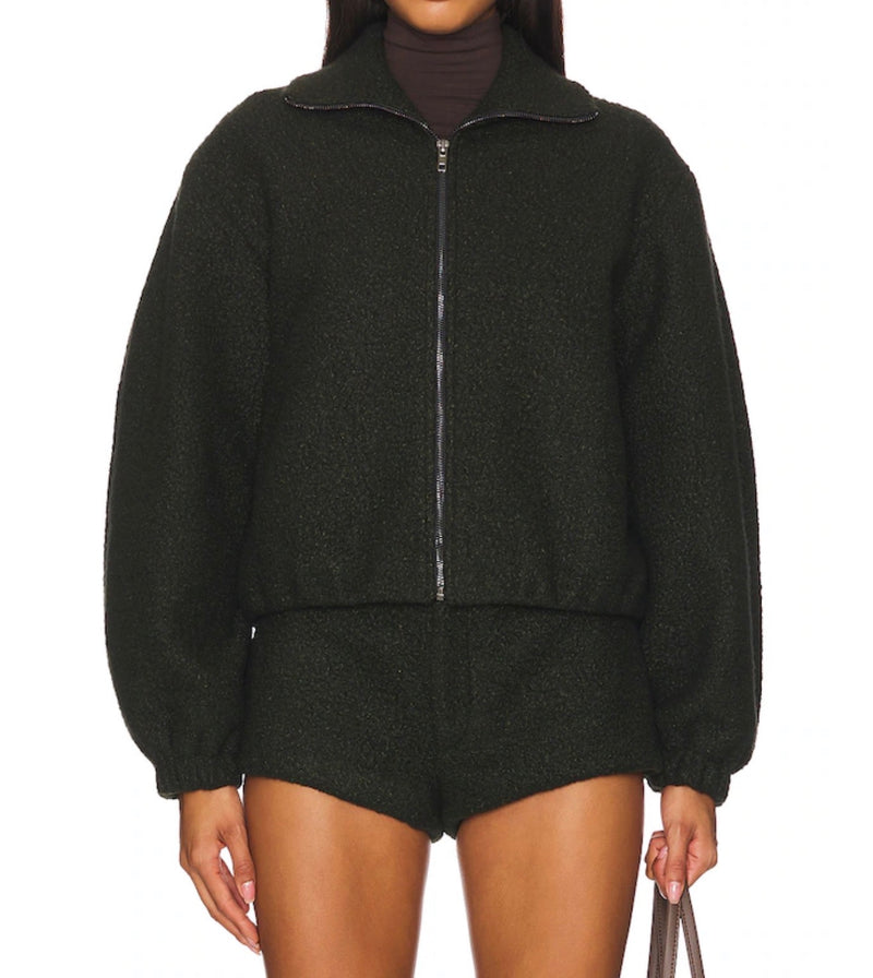 Amanda Uprichard Como Bomber Jacket - Dark Green
