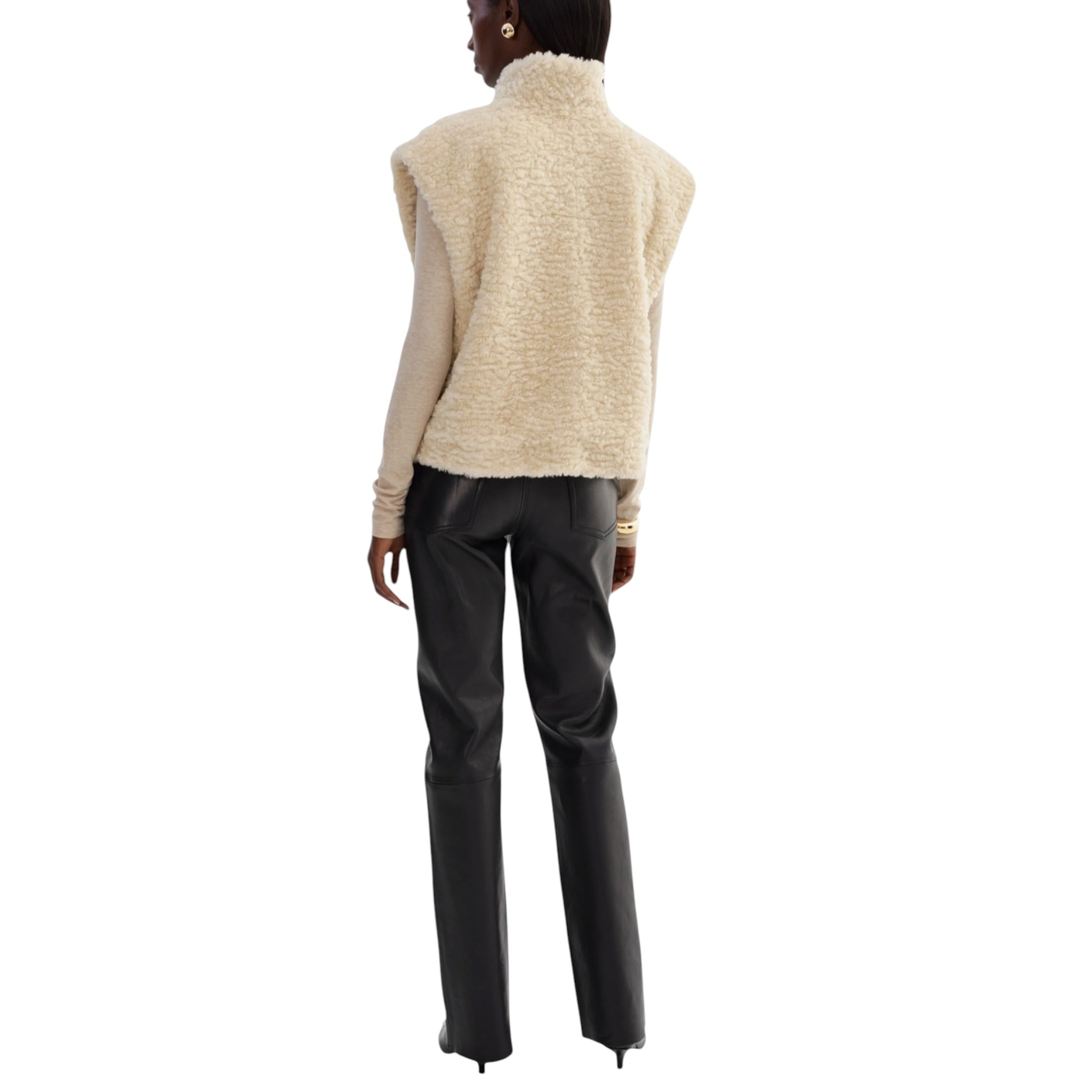 Lamarque Dua Reversible Sherpa Vest - Ecru