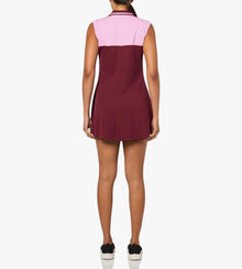 Lacoste x Bandier Roquette 1/4 Zip Performance Tennis Dress - Bordeaux/Light Pink