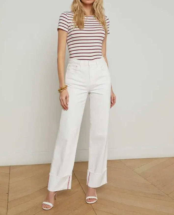 L'Agence Miley Jeans - Blanc Scarlett Red Contrast