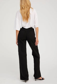 SPRWMN Mid Rise Wide Leg Twill Pant - Black