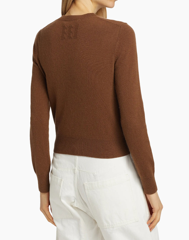 Nili Lotan March Crewneck Cashmere Cardigan - Coffee