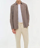 SIMKHAI Hendrix Shirt - Chocolate Stripe